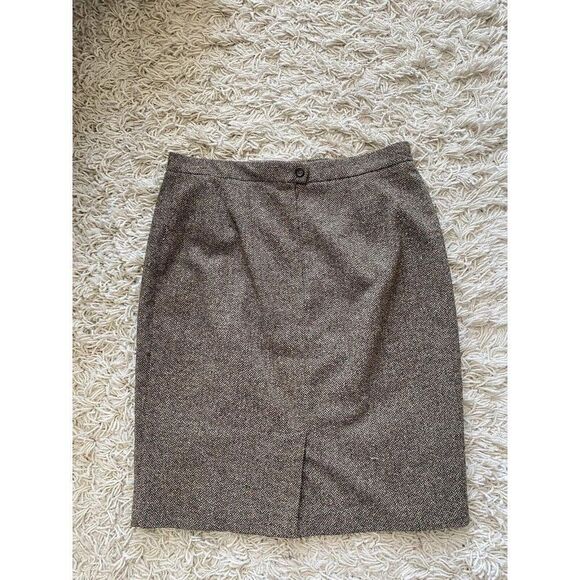Laura Clement Collection Skirt Tweed Brown Wool Pencil 14 Mid Length Straight - Picture 2 of 9